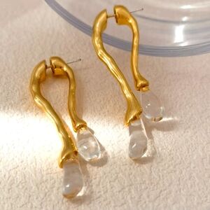 Lucite front/back double drop earring; nwot